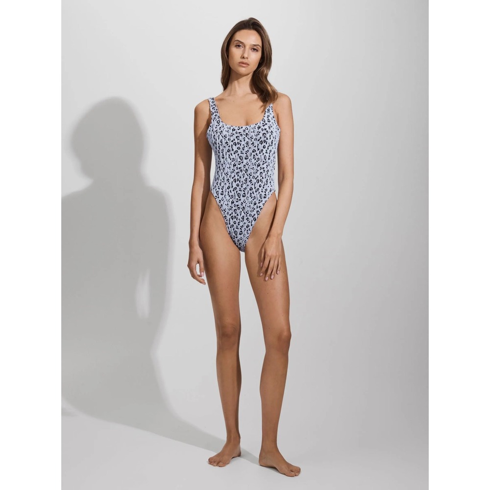 Good American Always Fits Blue Leopard Crinkle Swimsuit S/M